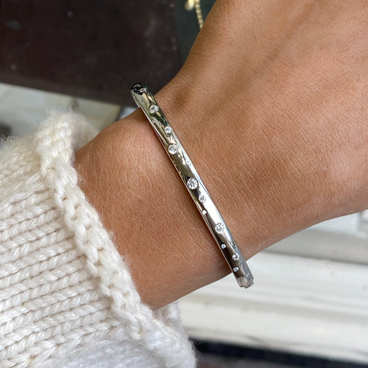 Silver CZ Studded Bangle
