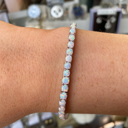 Silver Opalique Tennis Bracelet - John Ross Jewellers