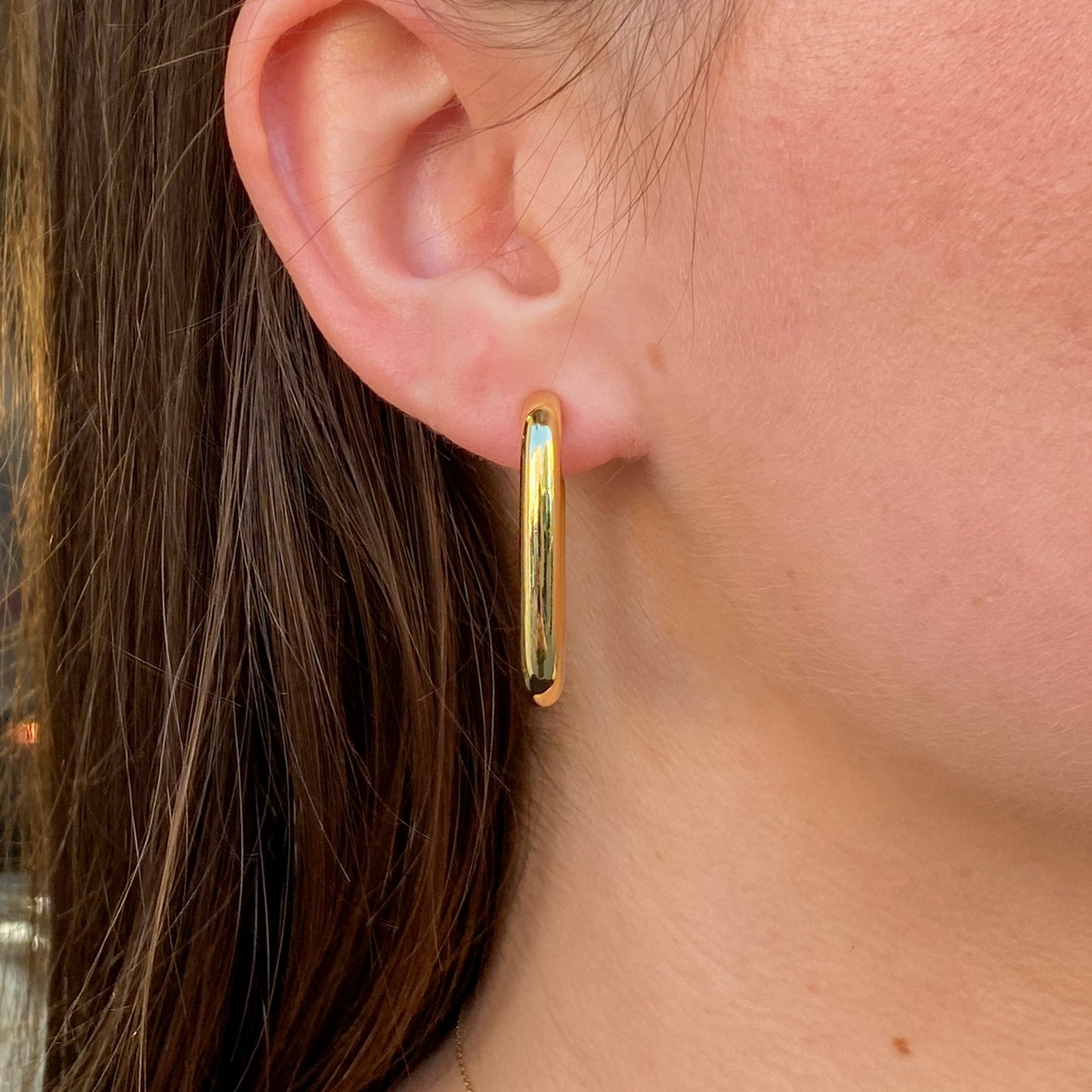 Sunshine Rectangular Chunk Hoop Earrings