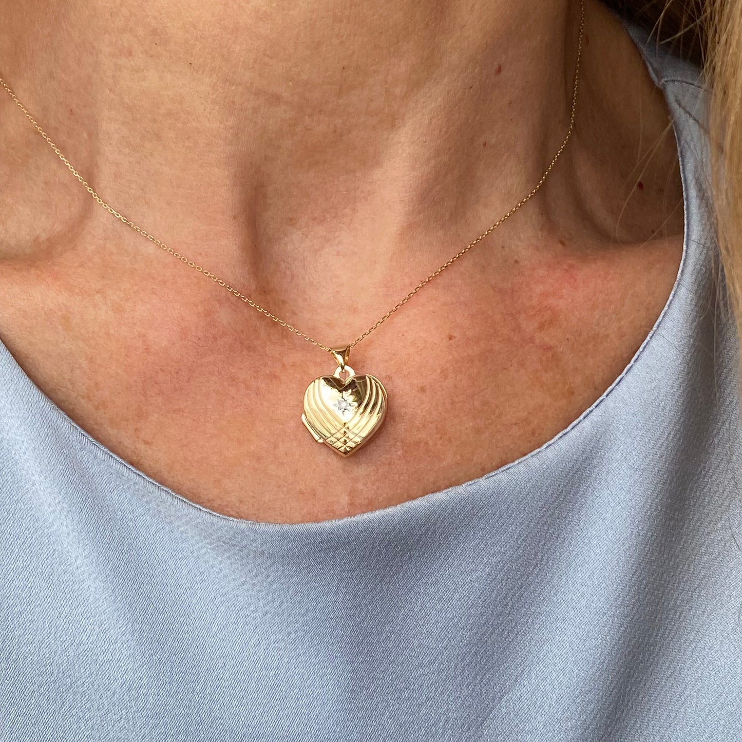 9ct Gold Diamond Heart Locket Necklace - John Ross Jewellers