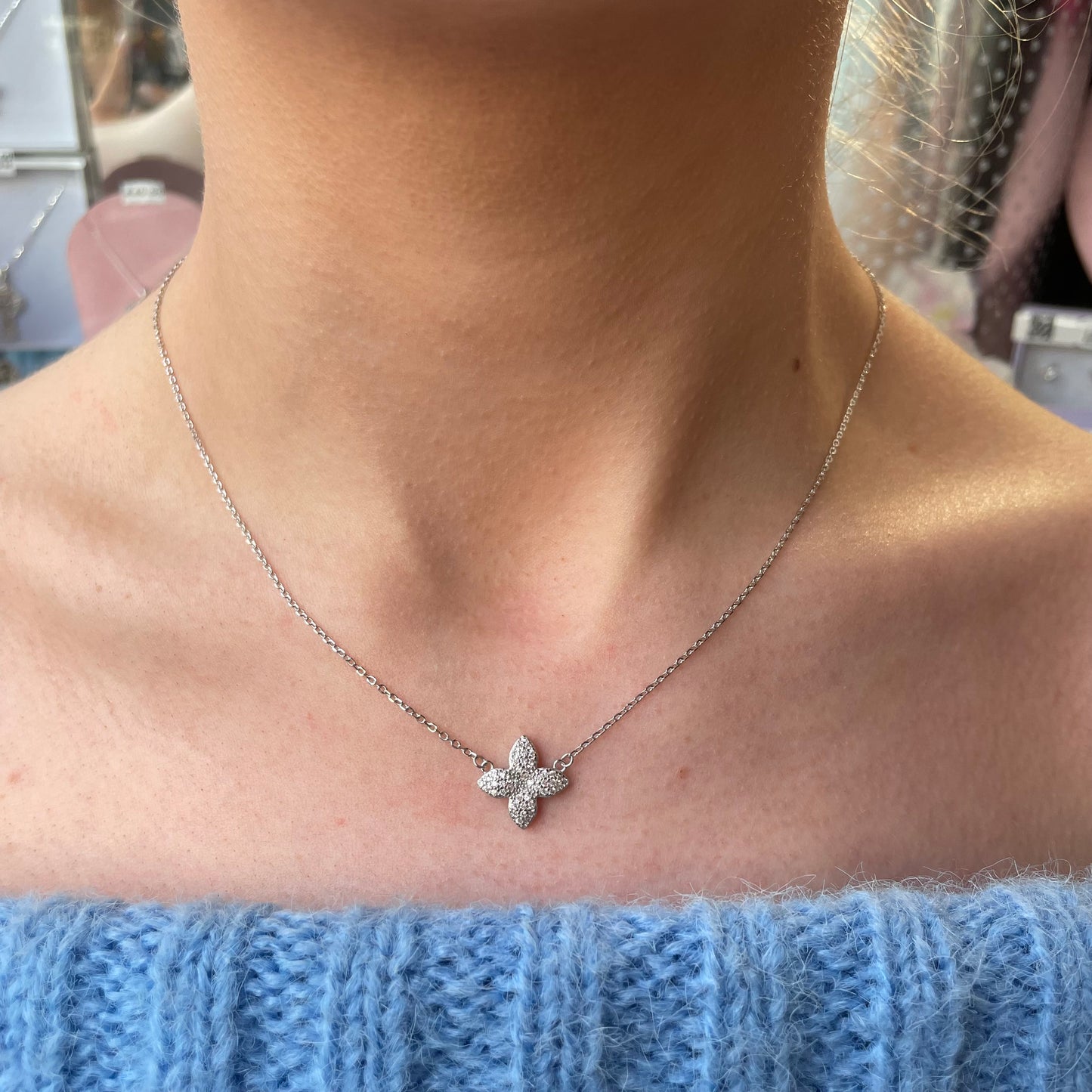 Silver CZ Louis Necklace | 42+3cm - John Ross Jewellers