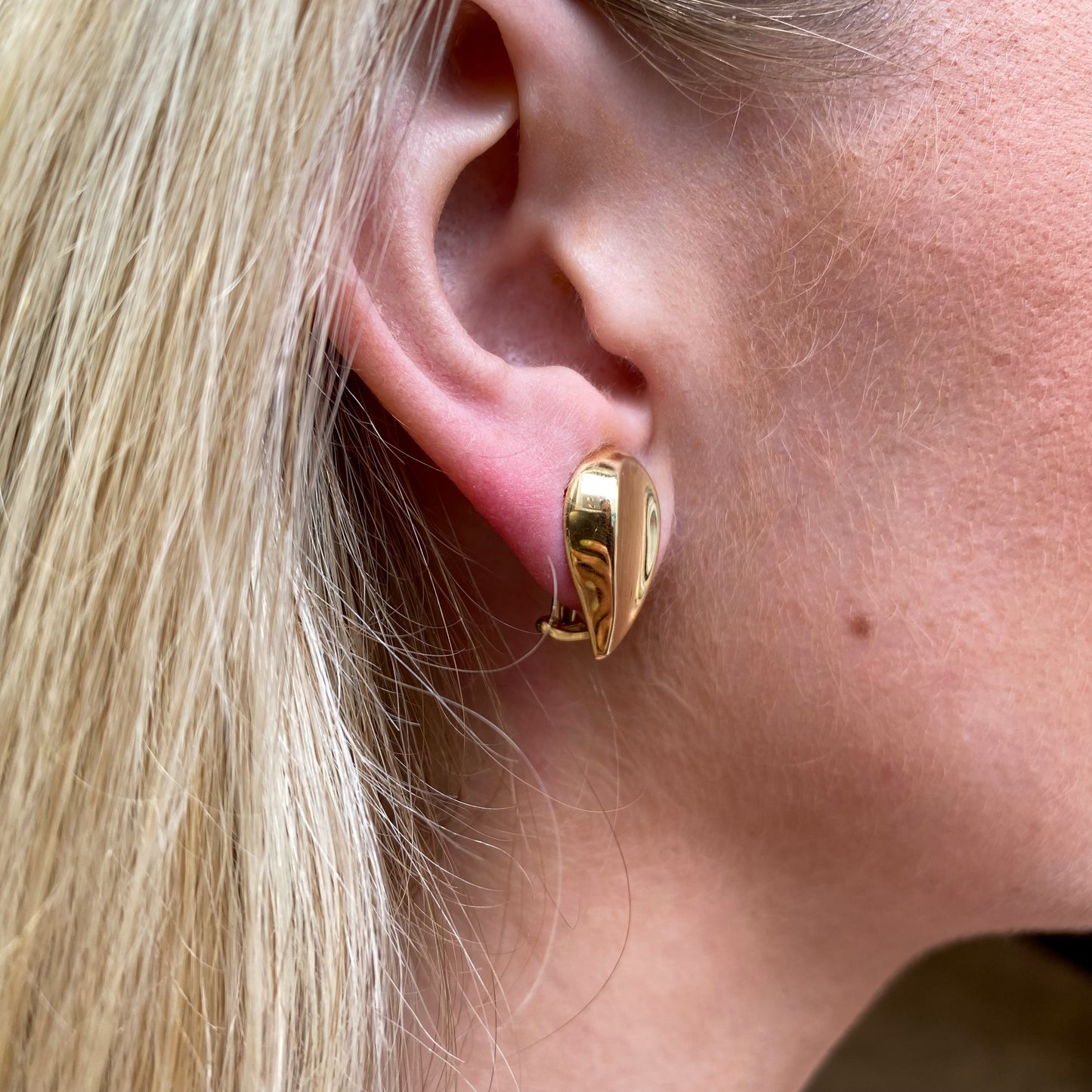 9ct Gold Tear Drop Clip On Hoop Earrings - John Ross Jewellers