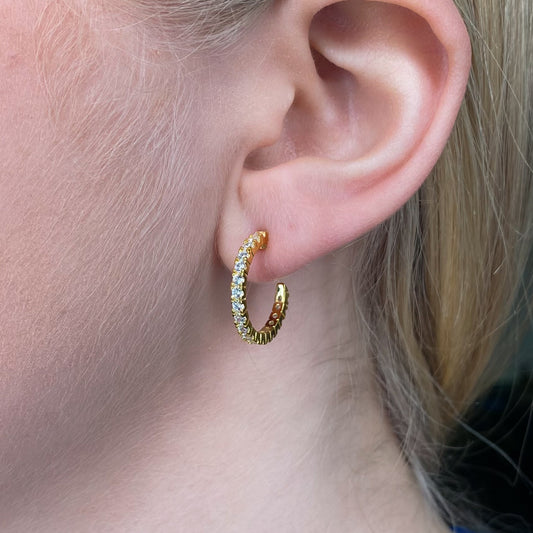 Sunshine CZ Stud Hoop Earrings | Medium - John Ross Jewellers