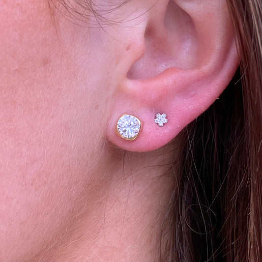 9ct Yellow Modern Bezel Set Stud Earrings | 5mm