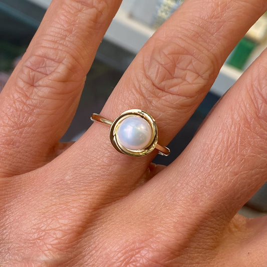 9ct Gold Pearl Swirl Ring - John Ross Jewellers