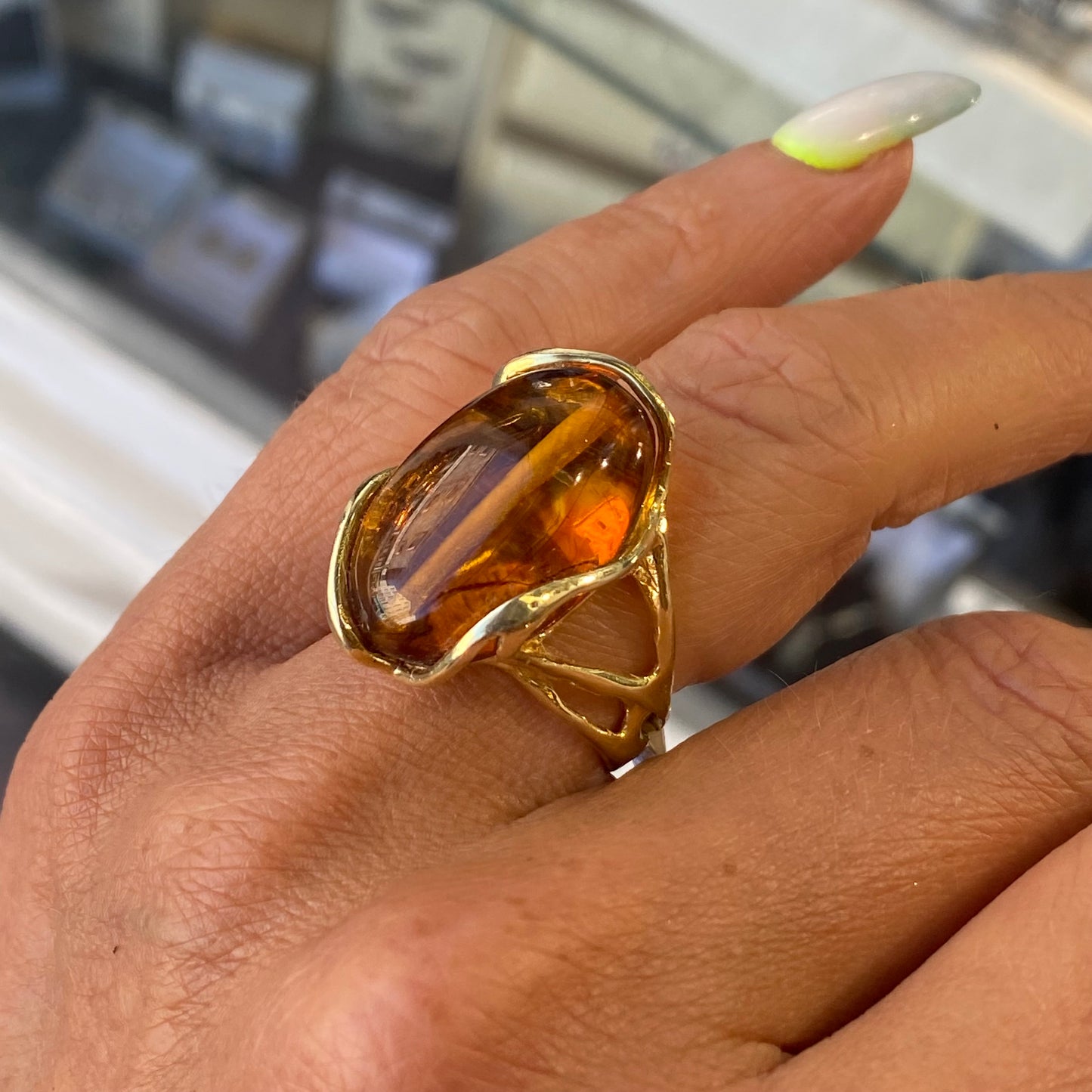 Amber Nugget Ring