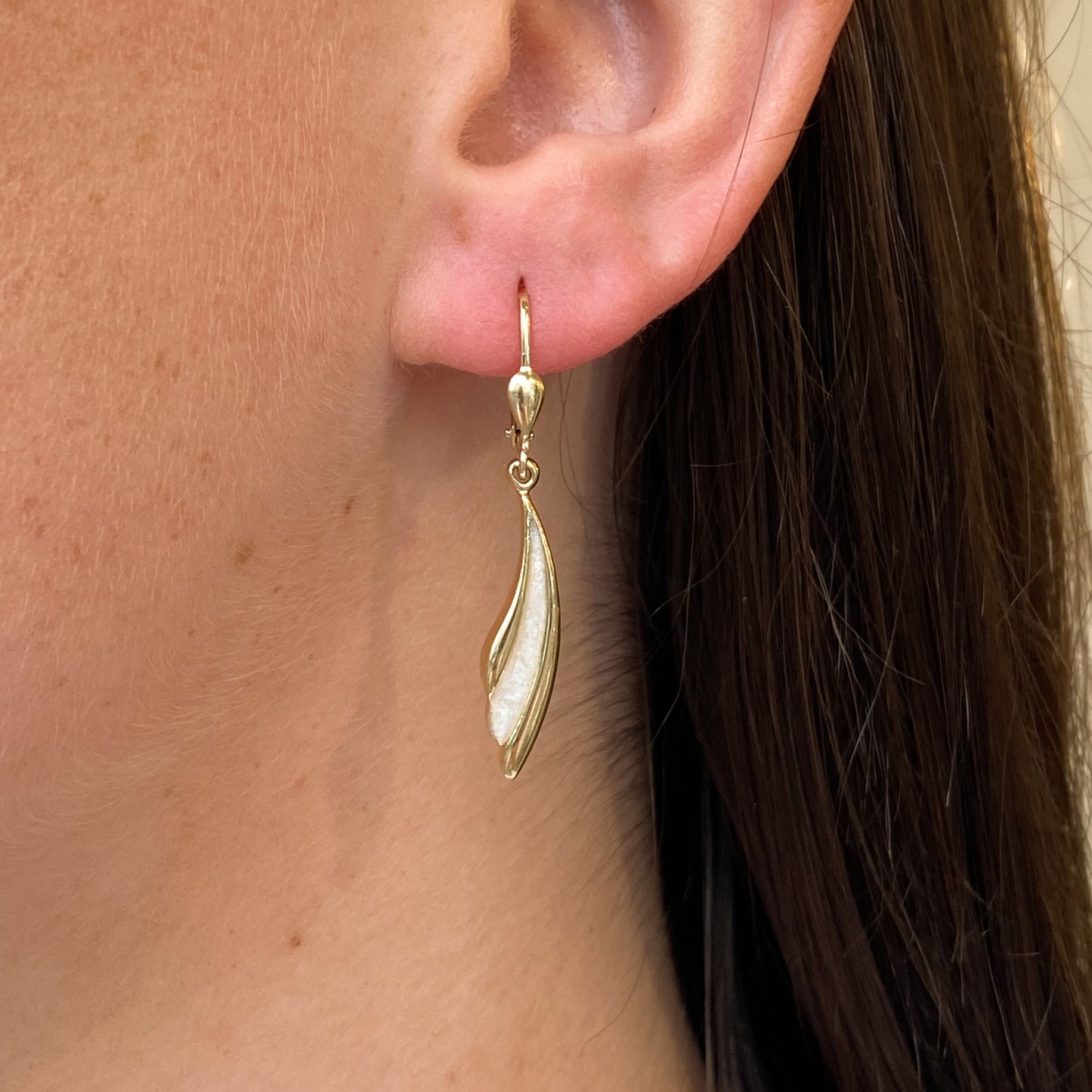 9ct Gold Enamelled Drop Earrings