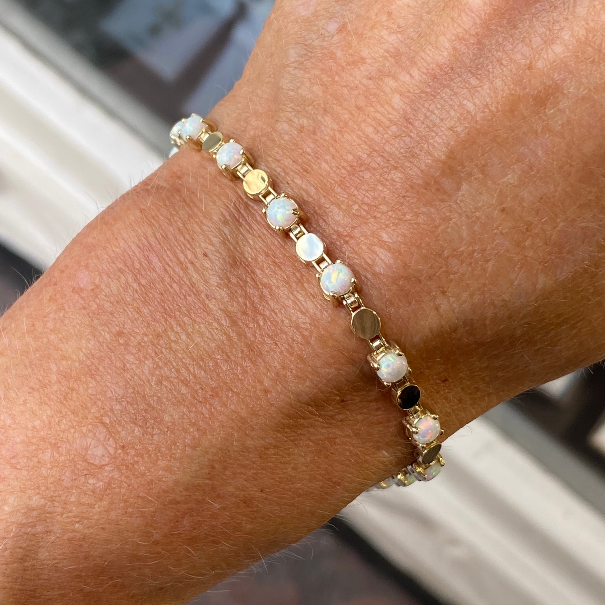 9ct Gold Opalique & CZ Bracelet - John Ross Jewellers