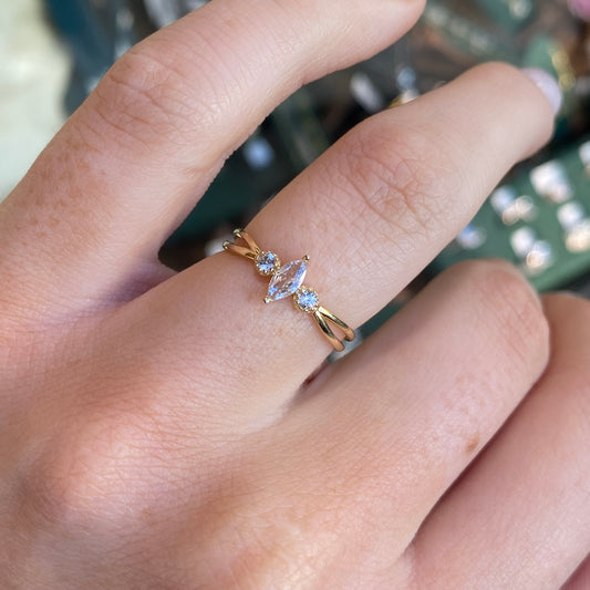9ct Gold Dainty CZ Trilogy Ring