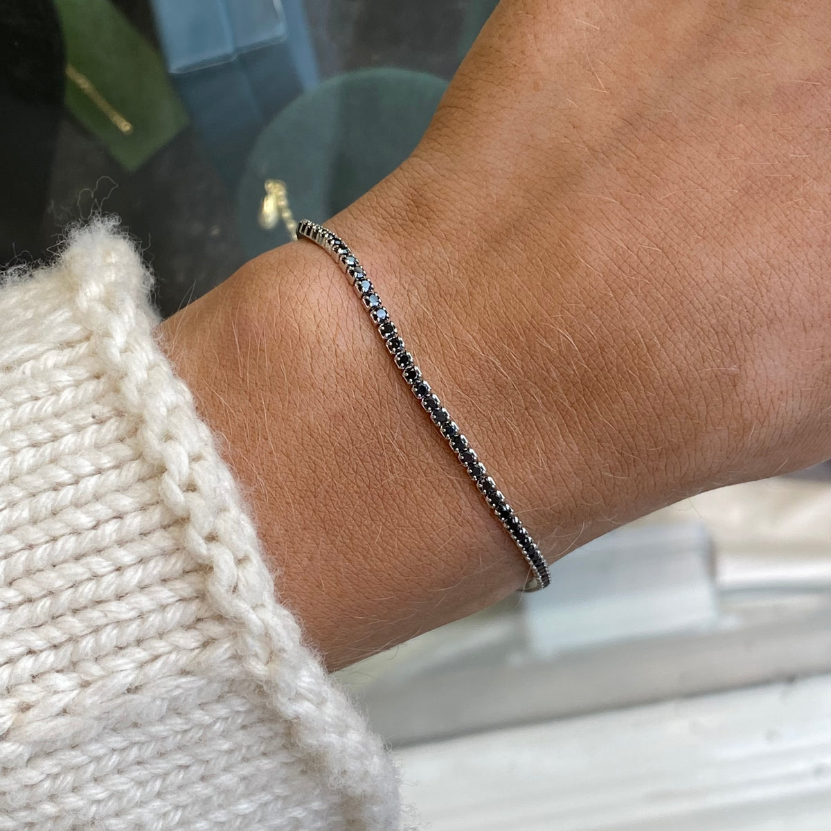 Silver Black 1.75mm CZ Tennis Bracelet | 19cm