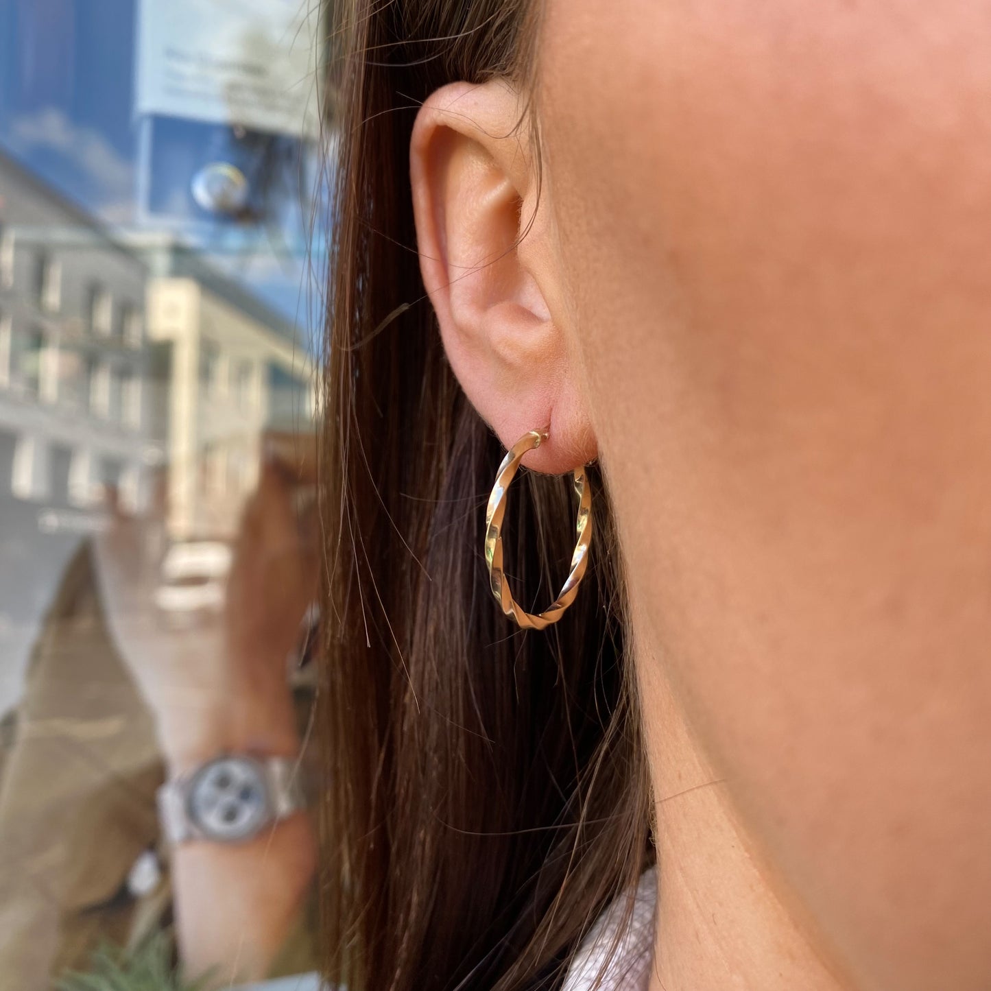 9ct Gold Twist Hoop Earrings | 20mm - John Ross Jewellers