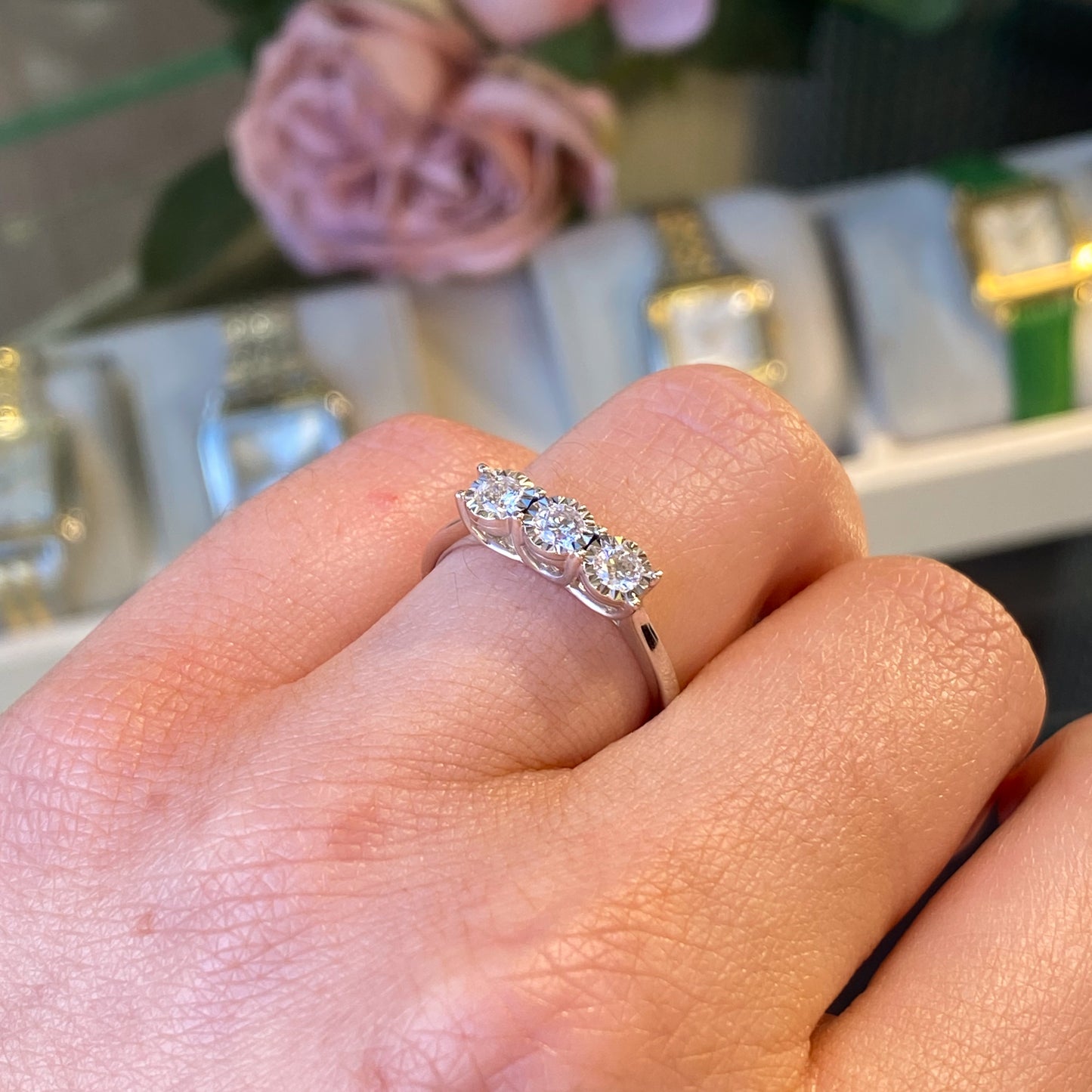 9ct White Gold Trilogy Diamond Engagement Ring | 0.35ct - John Ross Jewellers