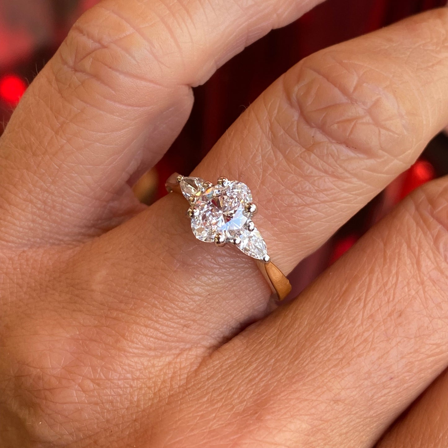 18ct Gold Trilogy Engagement Ring | Certificated Lab 1.36ct