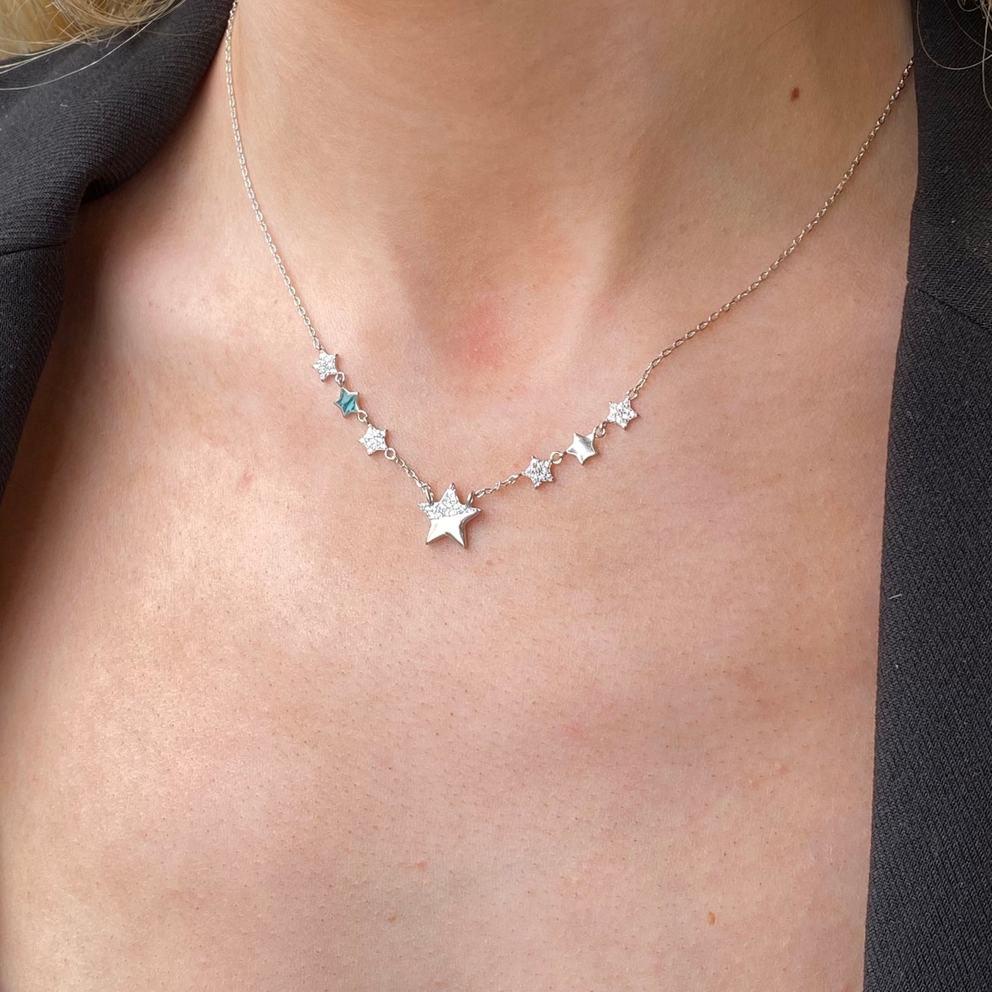 Silver Stars Necklace | 42+3cm - John Ross Jewellers