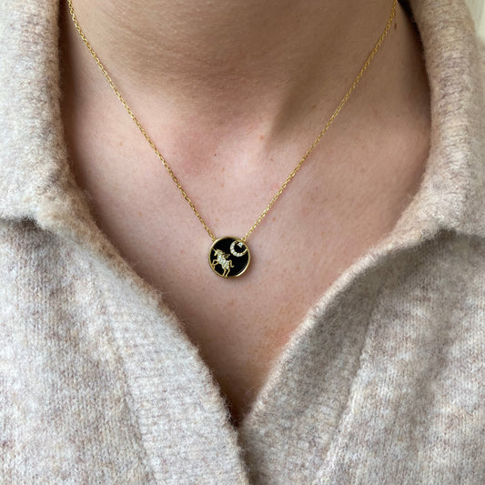 Sunshine Onyx & CZ Necklace 40+5cm | Unicorn & Moon - John Ross Jewellers