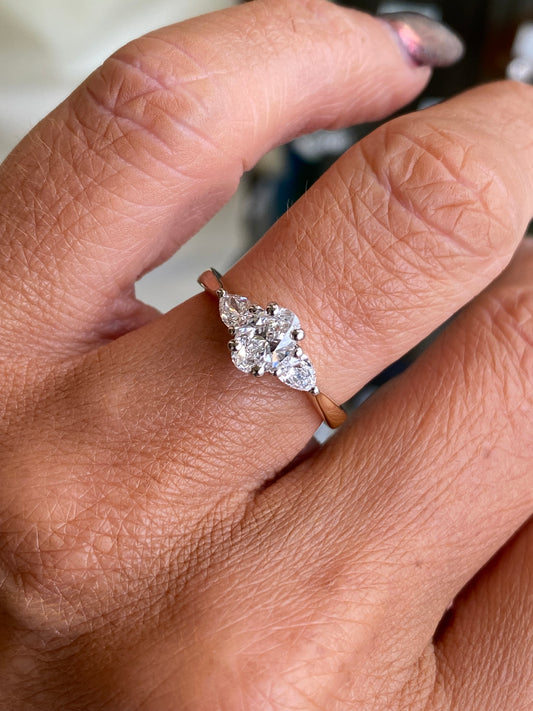 18ct Gold Trilogy Engagement Ring | Certificated Lab 0.87ct