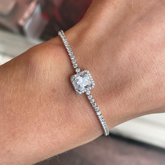Silver CZ Centrepiece Tennis Bracelet - John Ross Jewellers