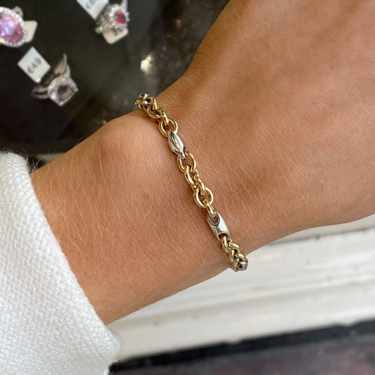9ct Gold Two Tone Fancy Link Bracelet