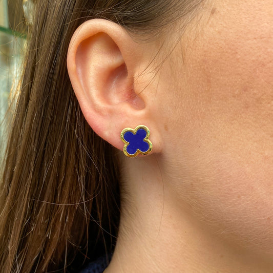 Sunshine Lapis Lazuli Quatrefoil Stud Earrings