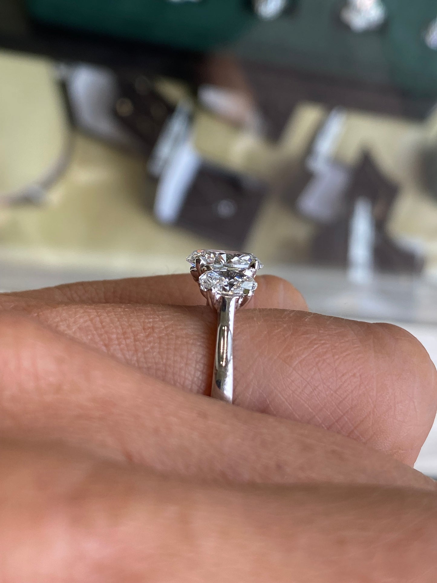 Platinum Oval Trilogy Engagement Ring | Lab Grown Certified 2.81ct