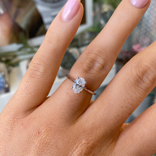 Platinum Solitaire Engagement Ring | Lab 1.00ct Oval - John Ross Jewellers