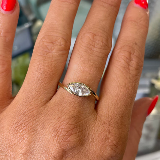 9ct Gold East West Marquise CZ Ring