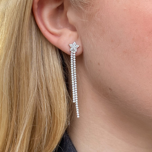 Silver Abigail Star Drop Earrings - John Ross Jewellers