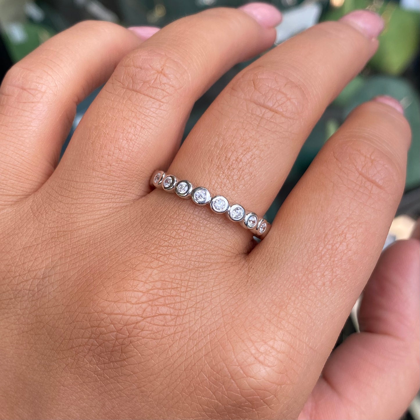 Silver Rubover CZ Eternity Ring