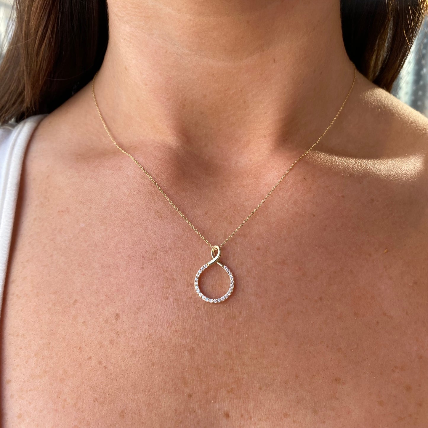 9ct Gold CZ Open Circle Necklace - John Ross Jewellers