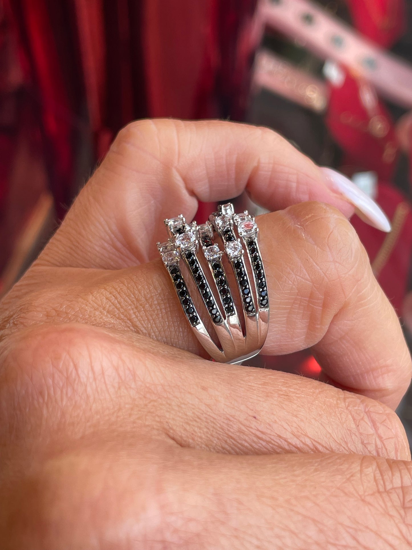 Silver Monochrome Statement Band Ring