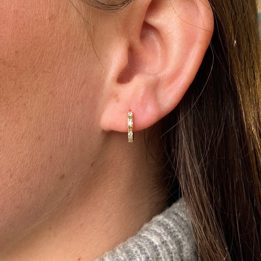 Sunshine CZ Dotted Huggie Hoop Earrings - John Ross Jewellers