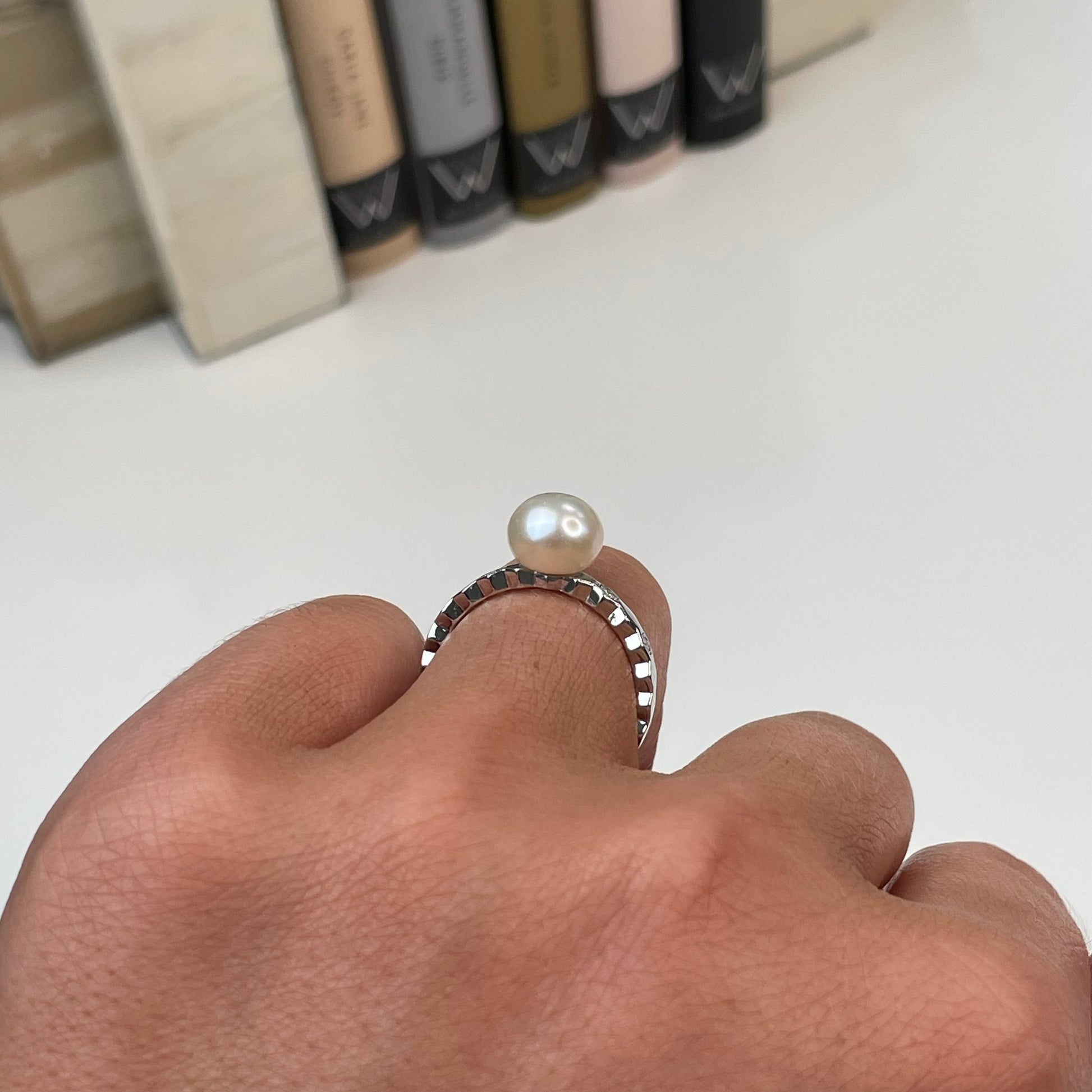 Silver Freshwater Pearl & CZ Ring| 8mm - John Ross Jewellers