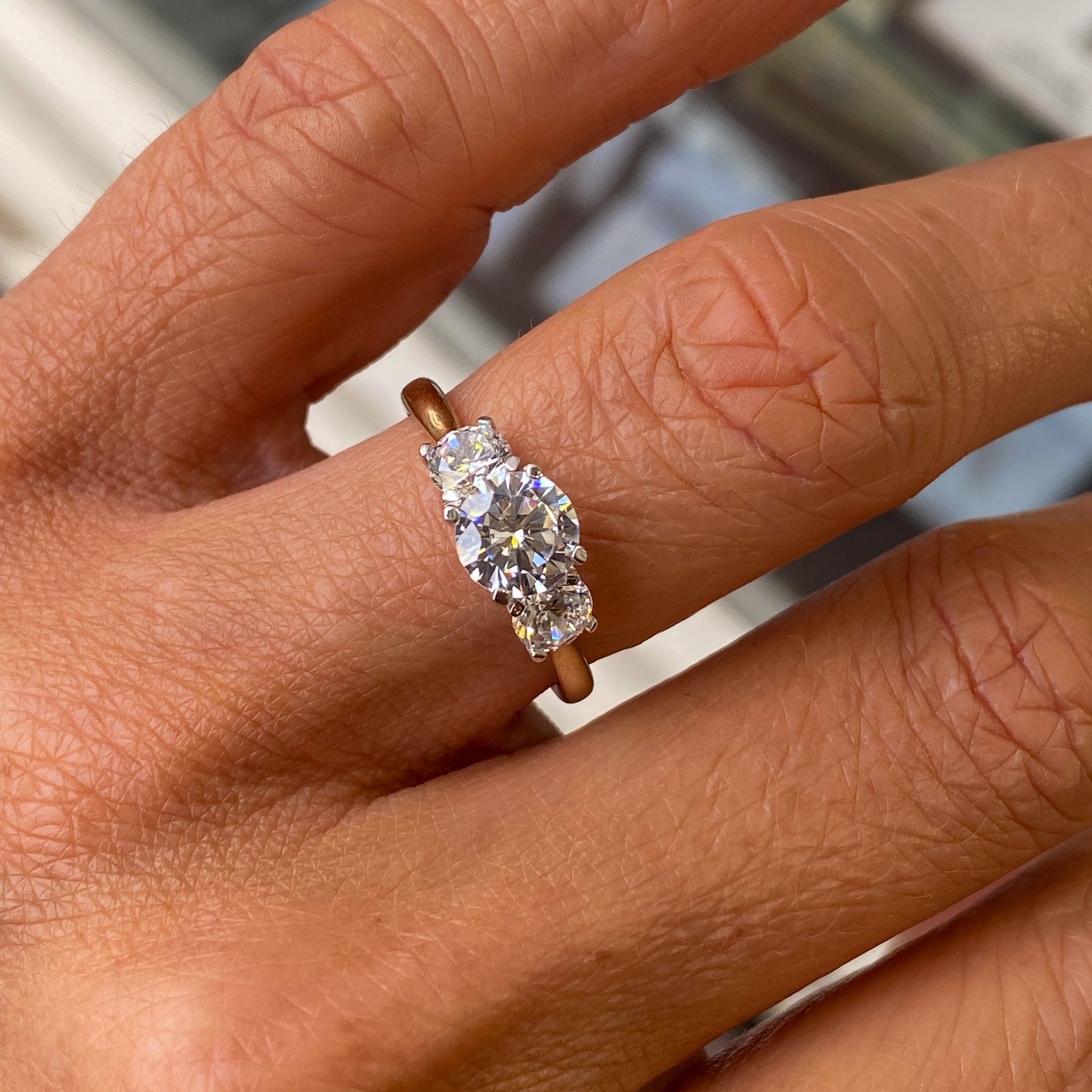 9ct Gold CZ Trilogy Ring - John Ross Jewellers