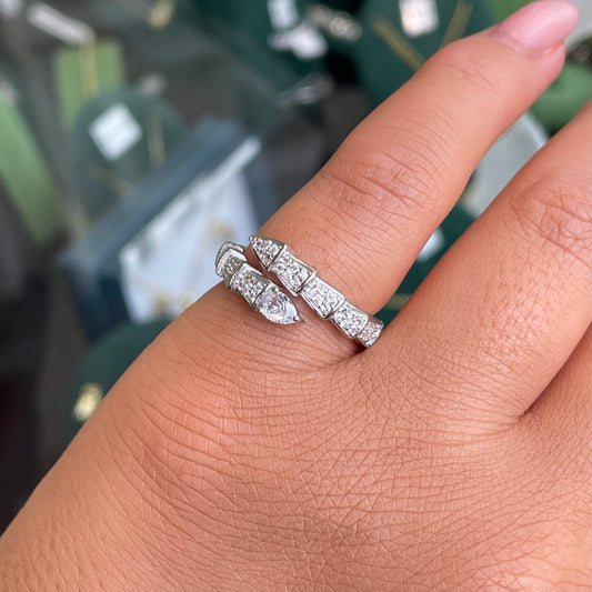 Silver CZ Serpent Wraparound Ring