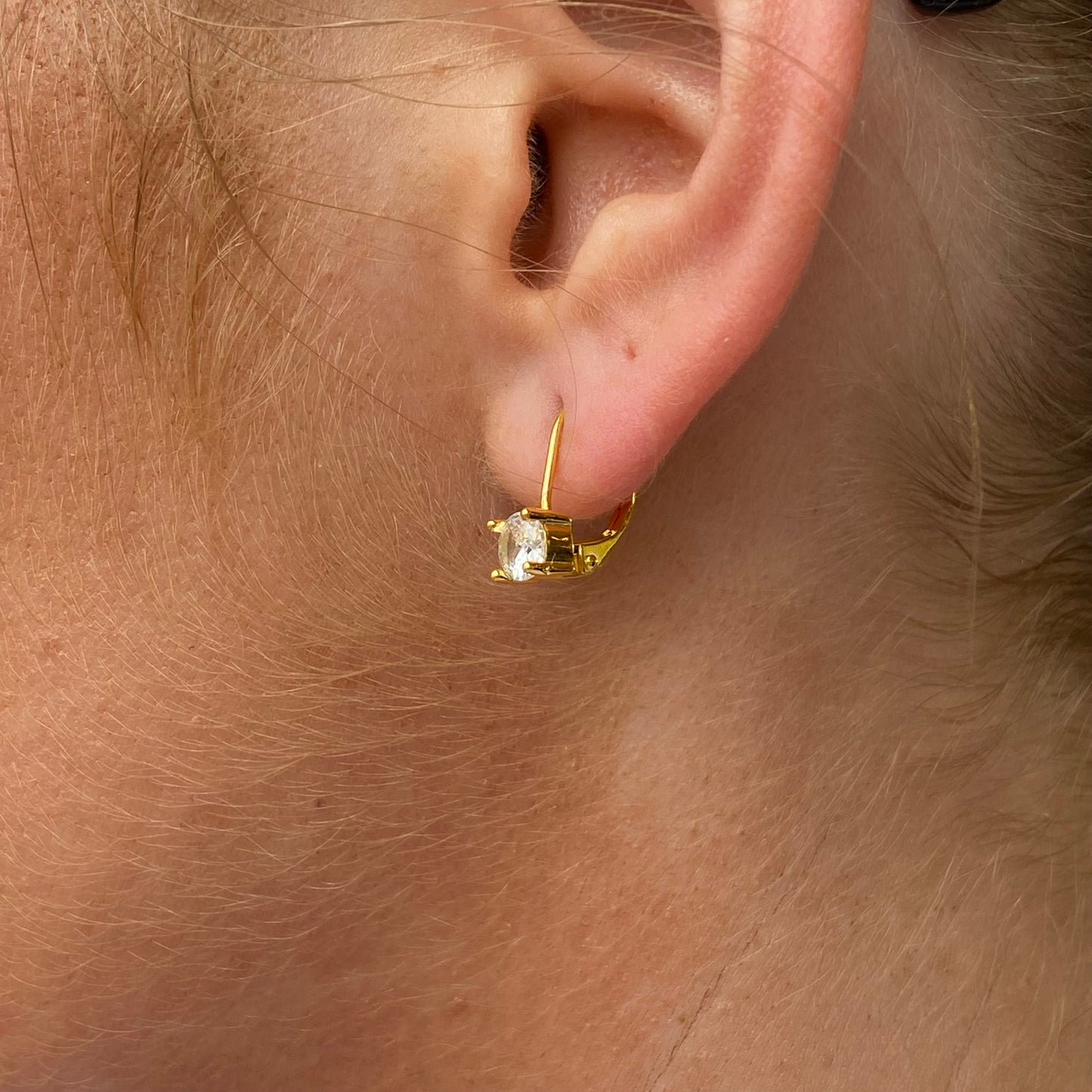 Sunshine Round 5mm CZ Hoop Earrings | German Wires