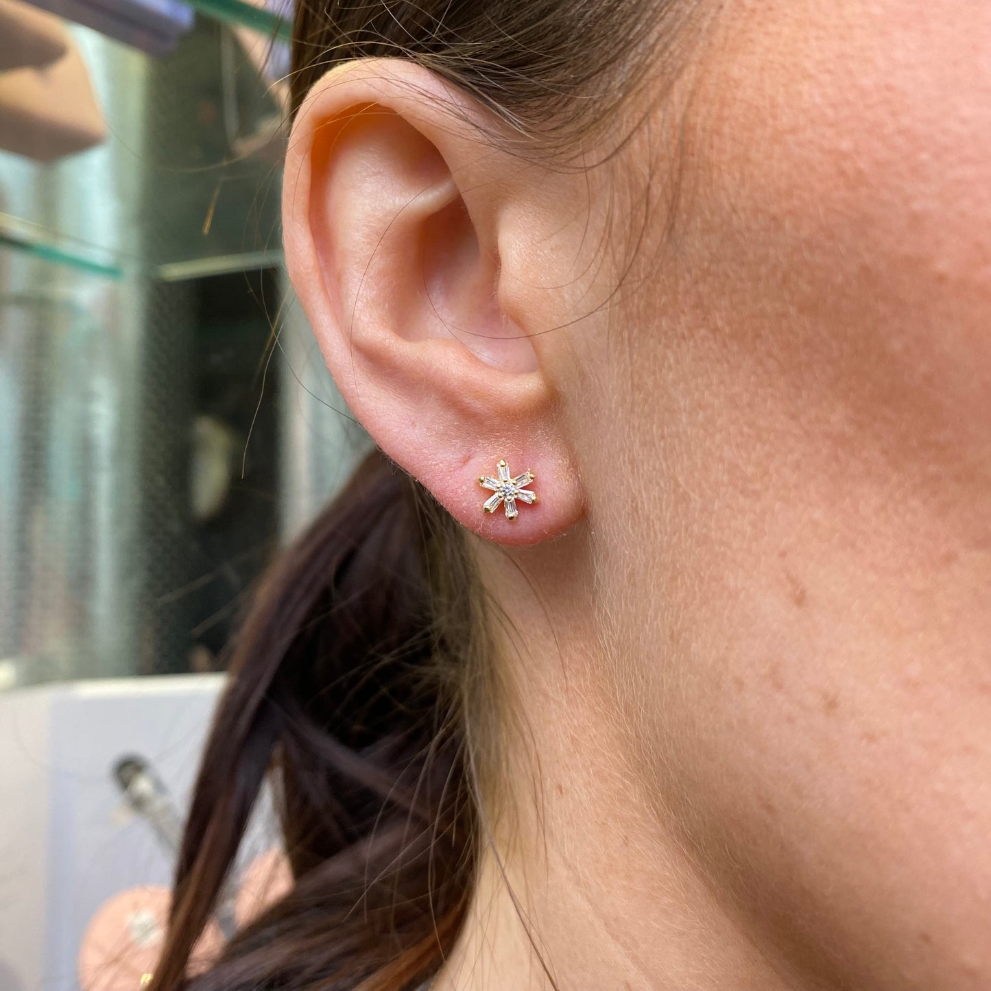 Sunshine CZ Snowflake Stud Earrings - John Ross Jewellers