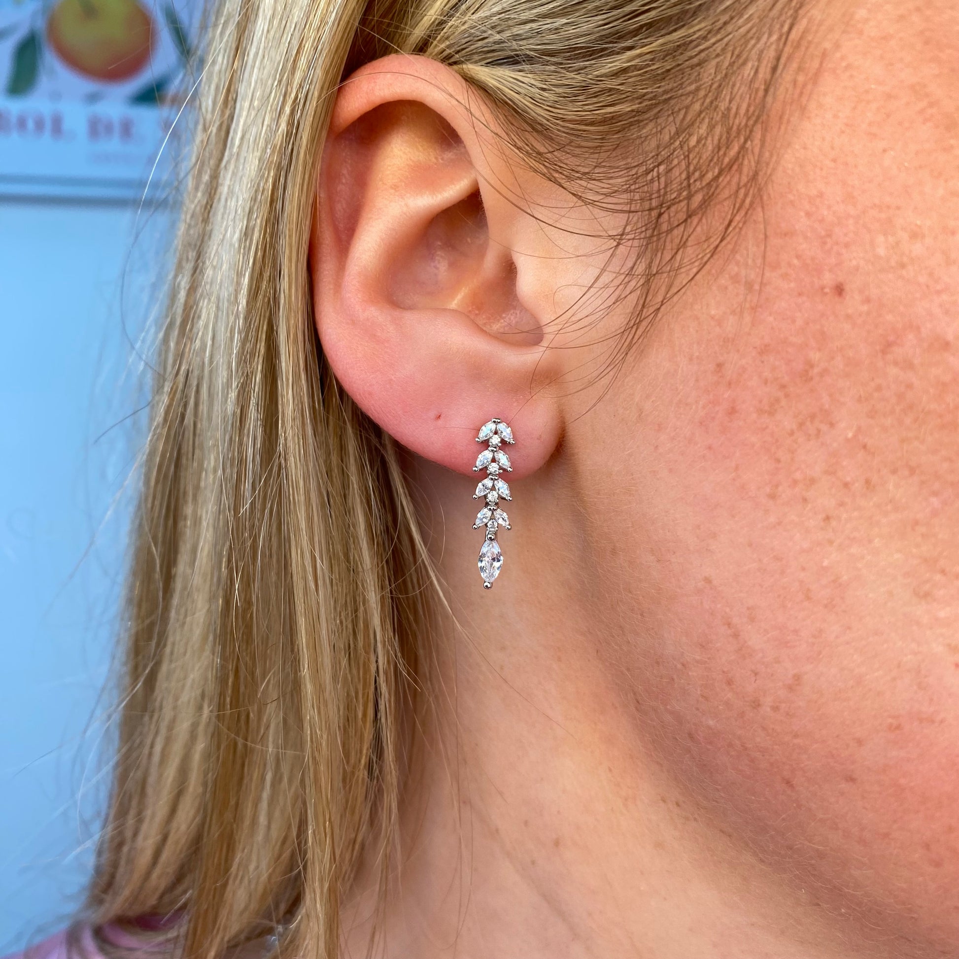 Silver Katelyn Drop Earrings by Comero featuring sleek, elegant dangle design with a polished finish.