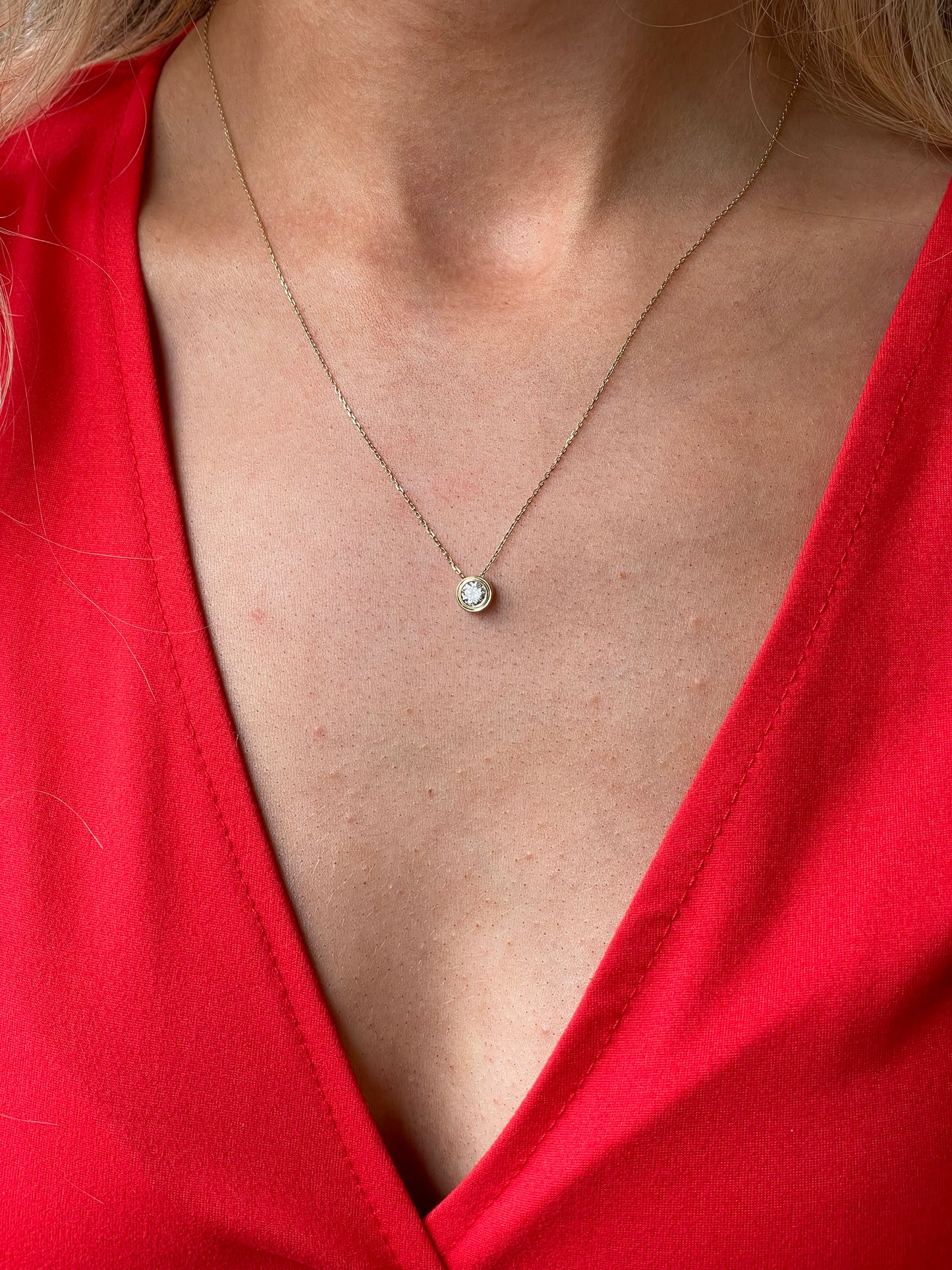 9ct Gold CZ Slider Necklace