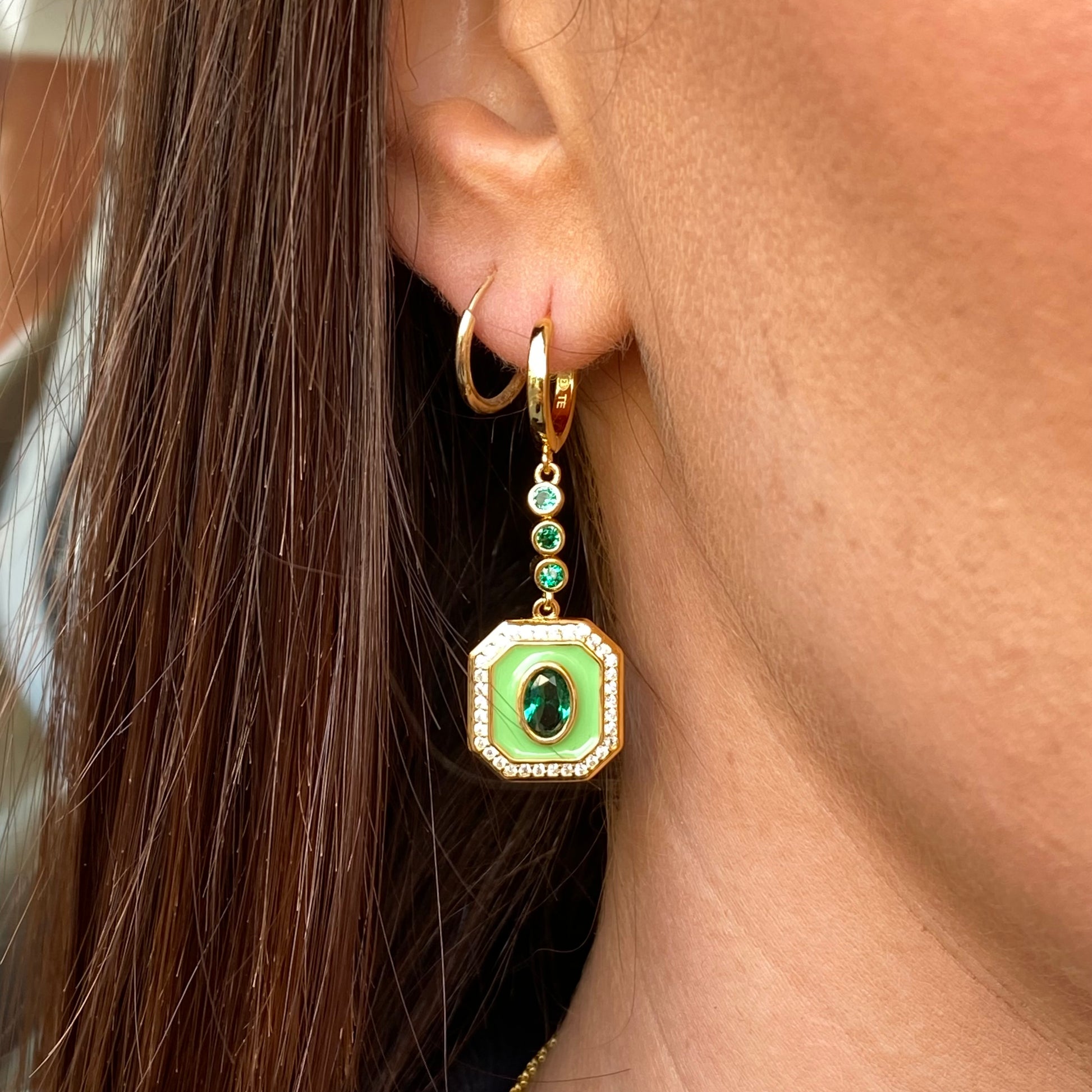 Sunshine Enamel Sensation Earrings | Lime & Emerald - John Ross Jewellers