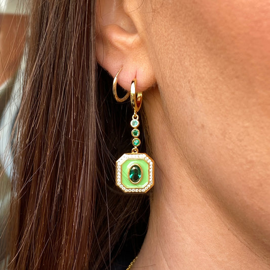 Sunshine Enamel Sensation Earrings | Lime & Emerald - John Ross Jewellers