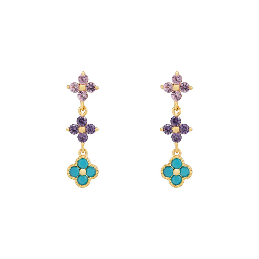 Sunshine Multi-Coloured Quatrefoil Drop Earrings - John Ross Jewellers