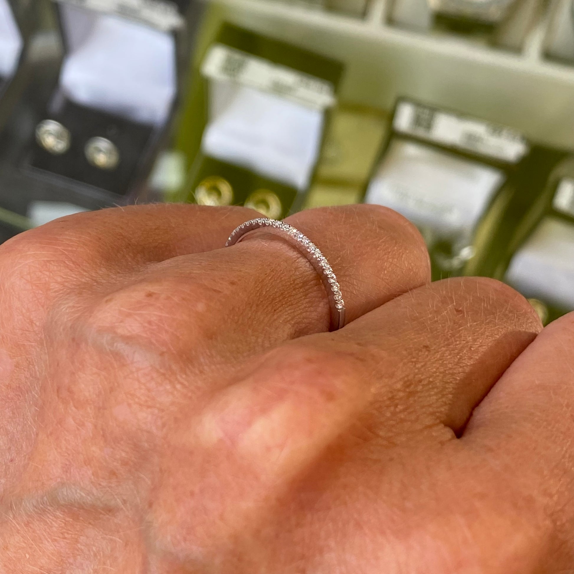 18ct White Gold Ultra Skinny Diamond Eternity Ring 0.09ct - John Ross Jewellers