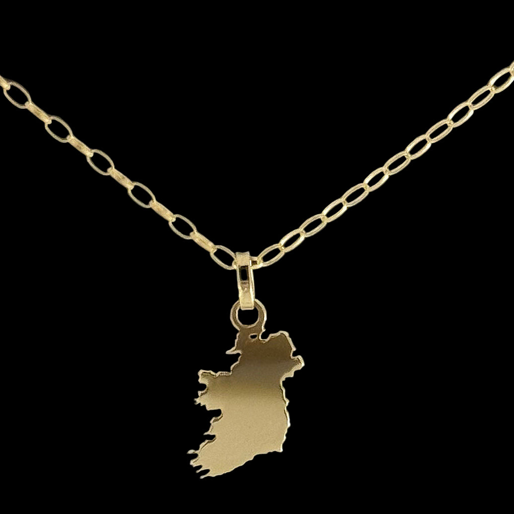 9ct Gold Map of Ireland Necklace - John Ross Jewellers