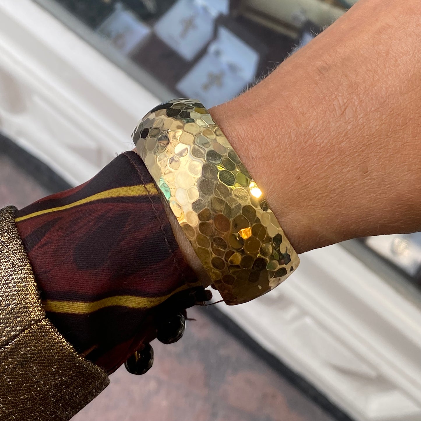 Sunshine Hammered Wide Cuff Bangle