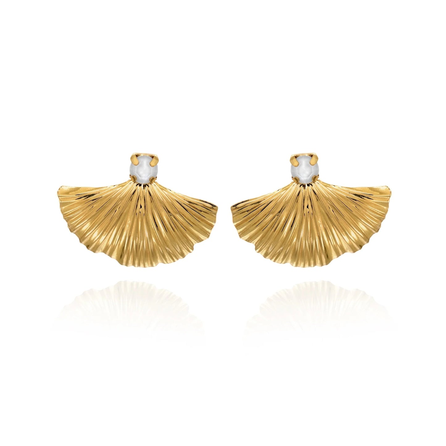 Victoria Cruz Tokyo Fan Stud Earrings | Pearl