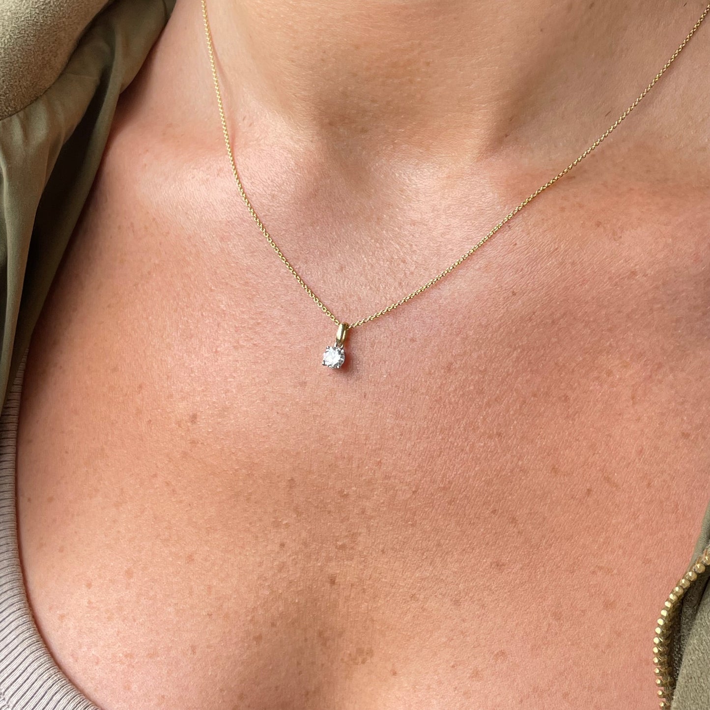 18ct Gold Diamond Solitaire Pendant 0.50ct Certificated