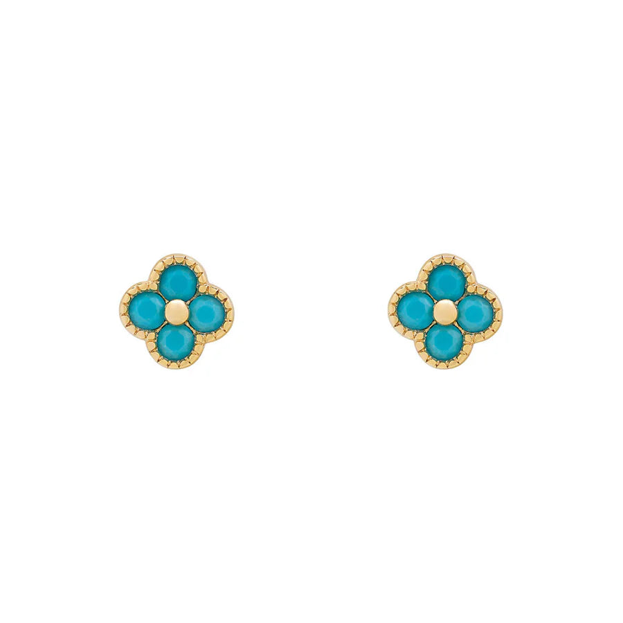 Sunshine Turquoise Quatrefoil Stud Earrings - John Ross Jewellers
