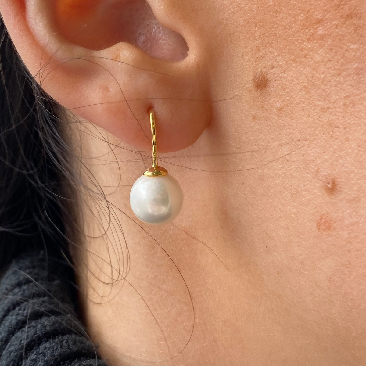 Sunshine Faux Pearl Hook Drop Earrings | 10mm