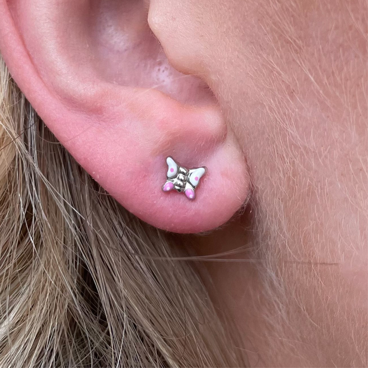 Butterfly Enamel Stud Earrings | Light Pink - John Ross Jewellers