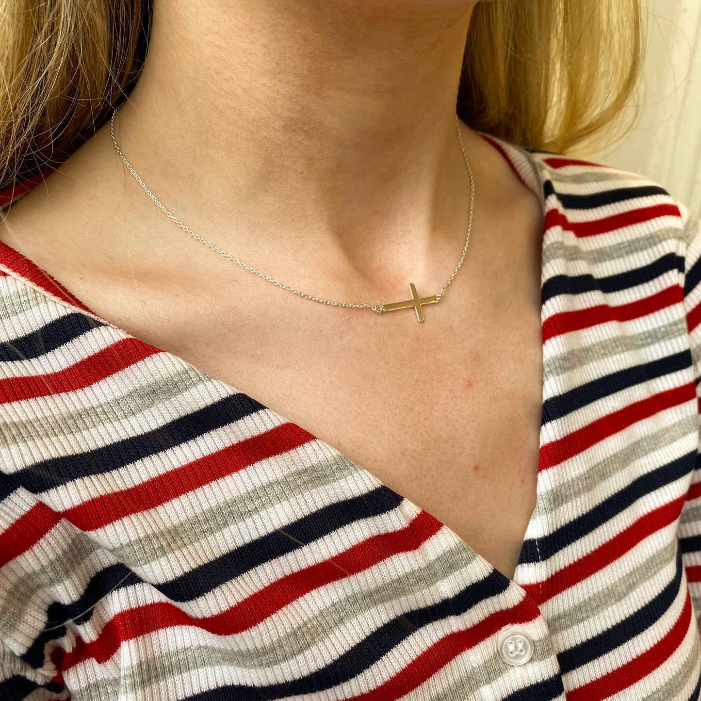 Silver Inline Cross Necklace - John Ross Jewellers